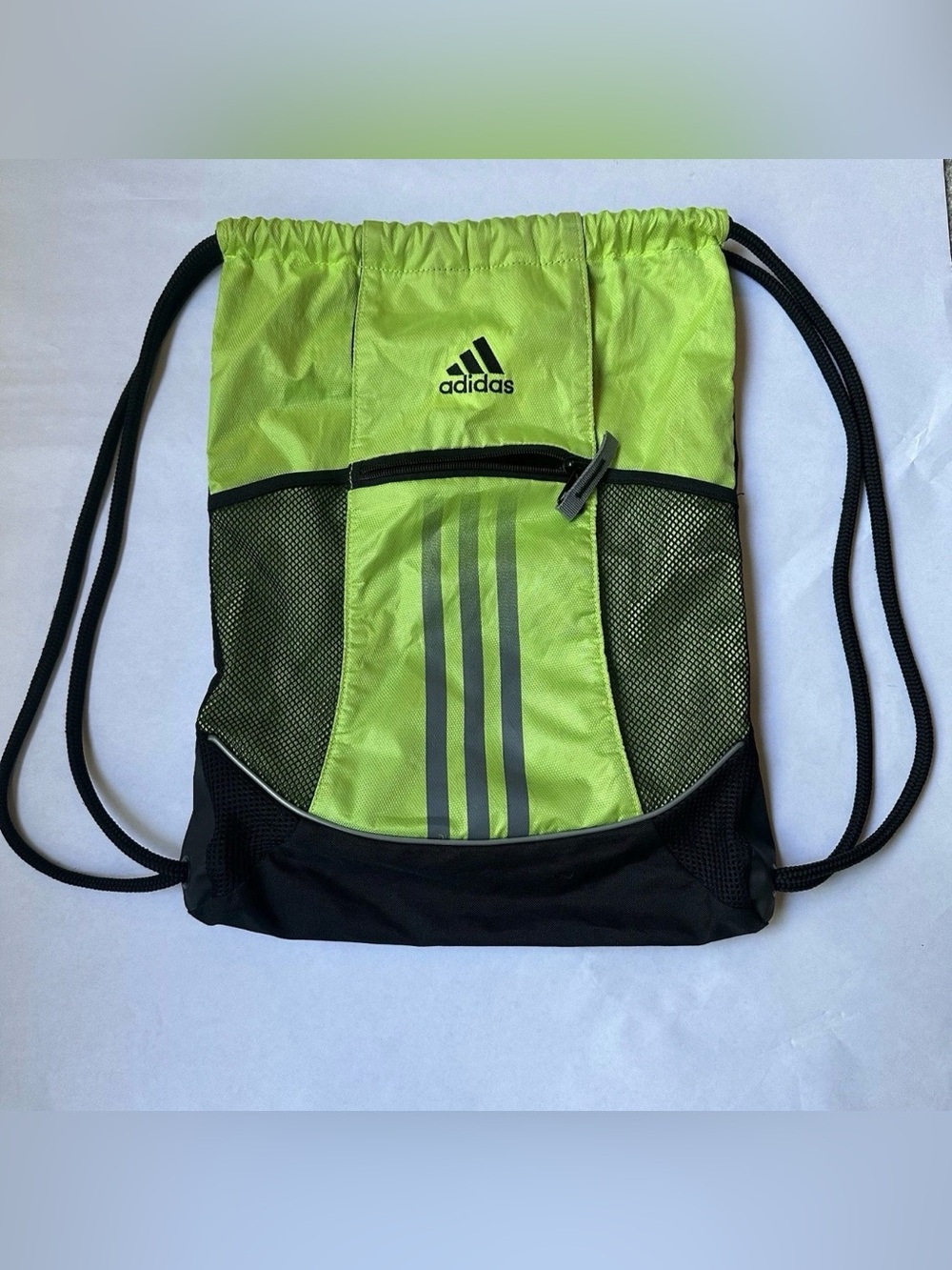Adidas Alliance Black Lime Green Drawstring Sackpack Backpack OS